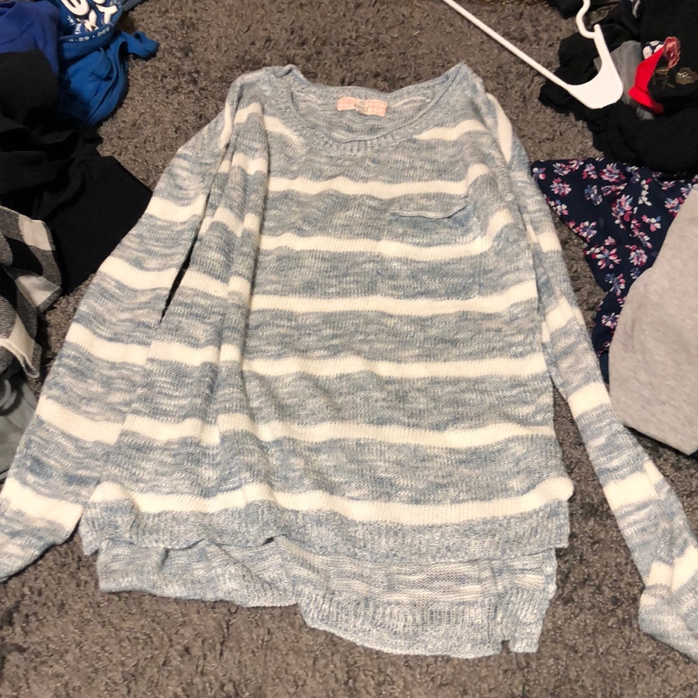 Blue and white sweater